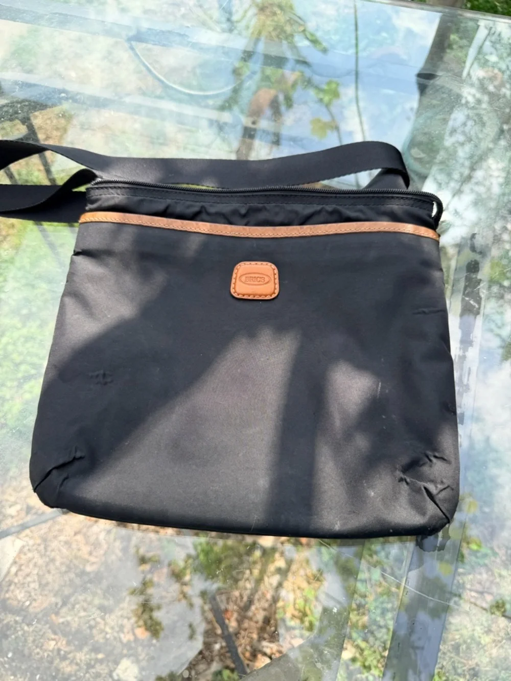 Bric’s Milano Black Nylon Crossbody Bag Leather‎ Trim Lightweight Travel Purse